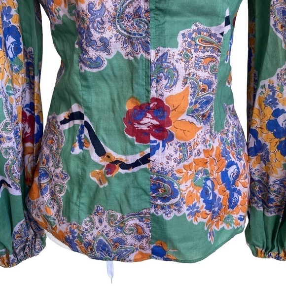 VTG ‘80s Albert Nipon Two Piece Set Blouse & Skirt Green Paisley Floral Size XS - Picture 7 of 16